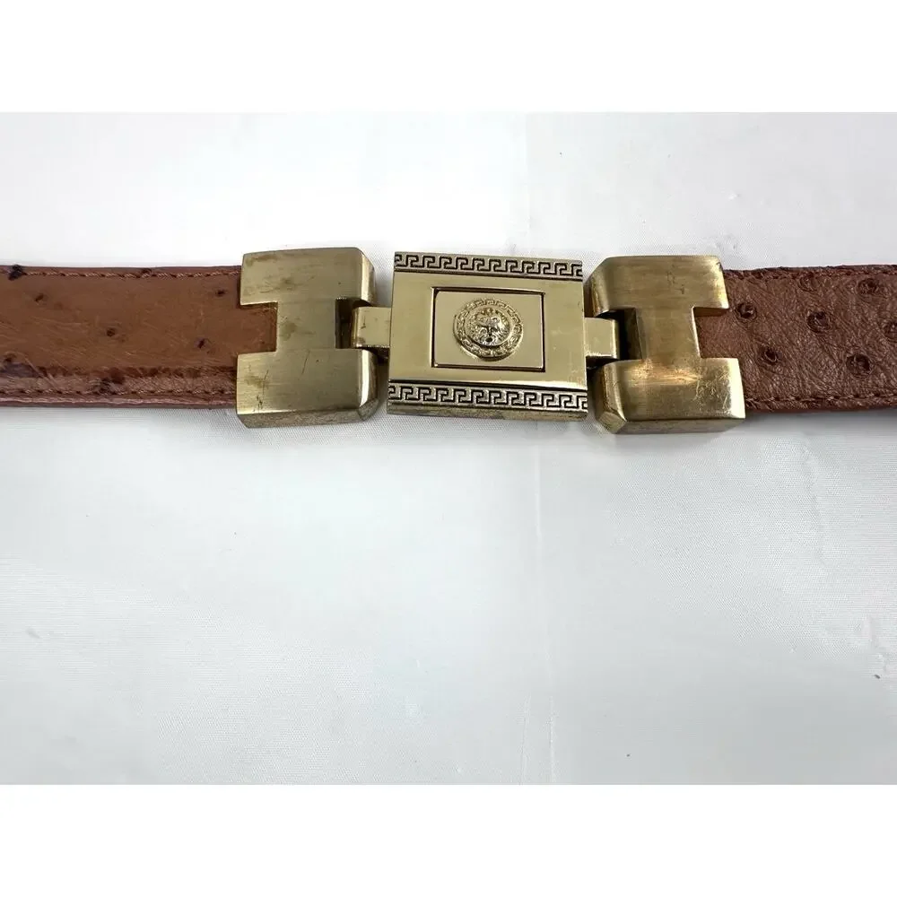 Marco Colluccii Brown Leather Greek Glam Western Cowgirl Gold Hardware Size 32